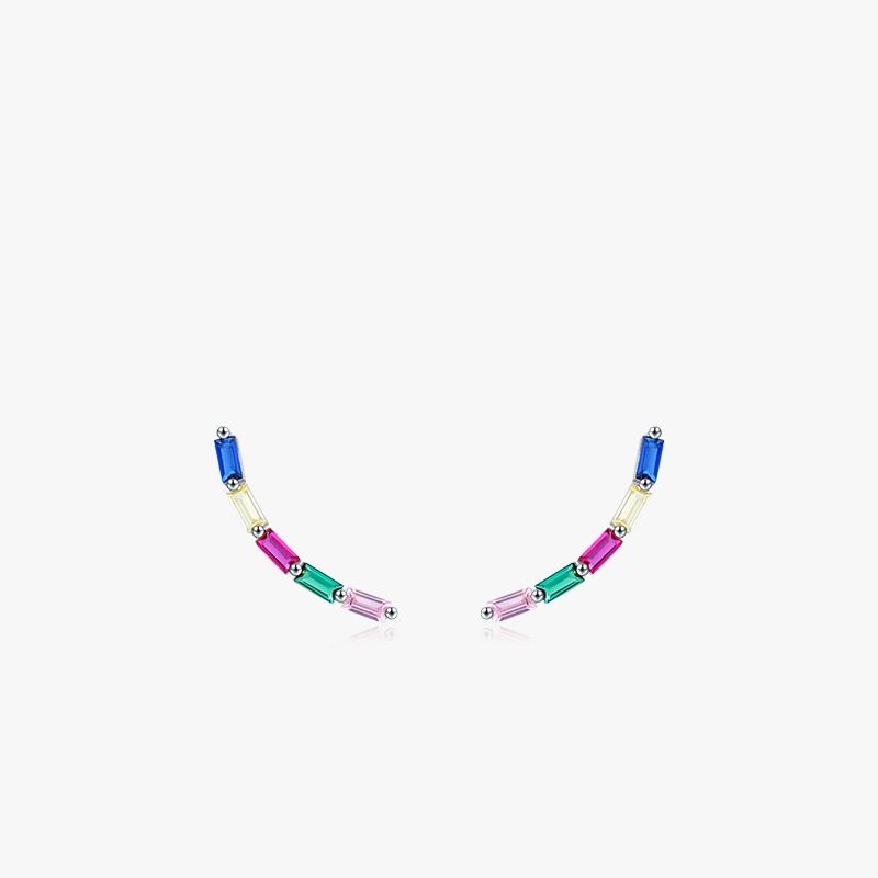 S925 Silver Rainbow-colored Crystal Long Women's Earrings Jewelry Wholesale