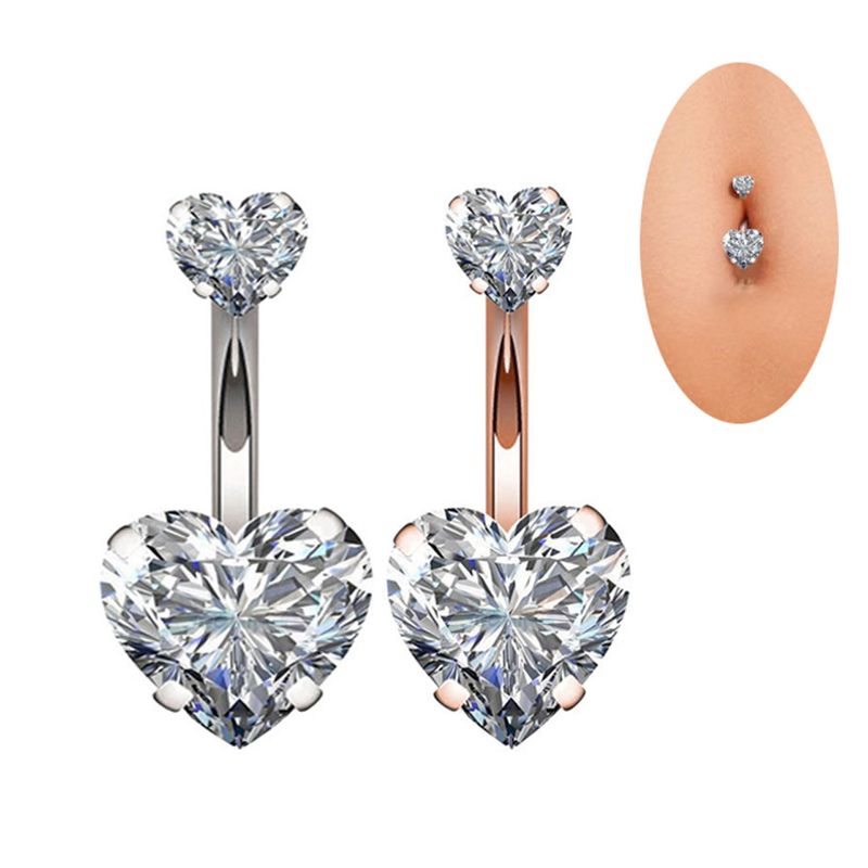 New Zircon Double Heart-shaped Navel Nails Creative Piercing Jewelry