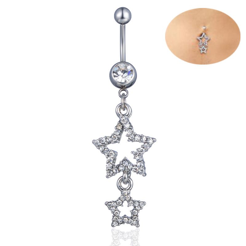 Fashion Piercing Jewelry Diamond Star Pendant Belly Button Ring Wholesale