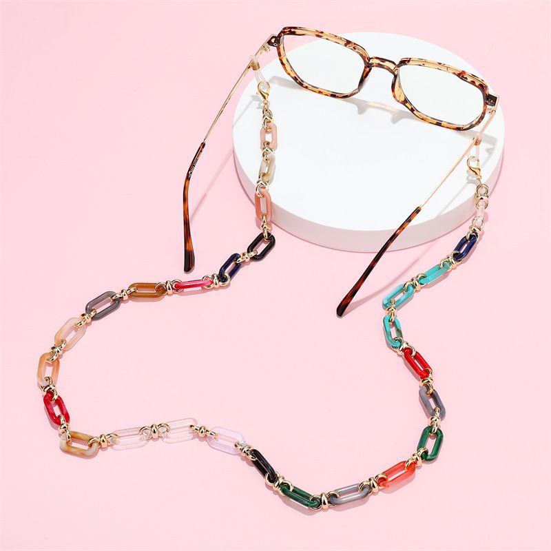 Retro Fashion Candy Color Acrylic Glasses Chain Mask Chain
