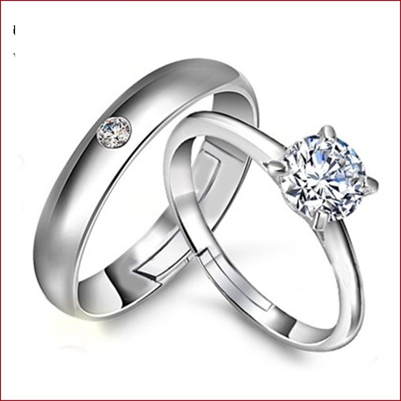 Couple Copper Silver-plated Open Ring Fashion Three-dimensional Zircon Ring
