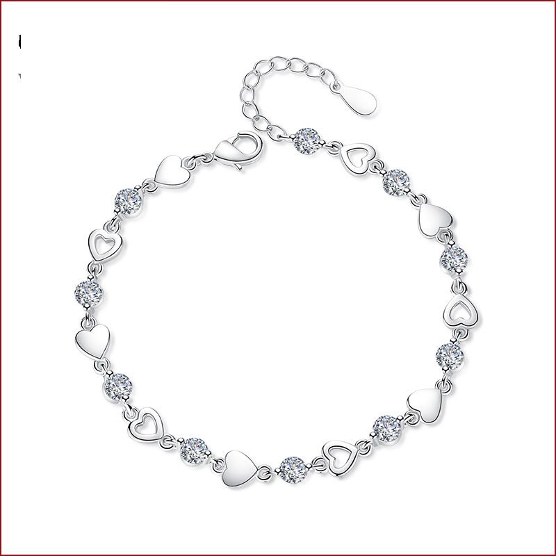 Hand Jewelry Heart-shaped Ladies Zircon Crystal Copper Bracelet Wholesale