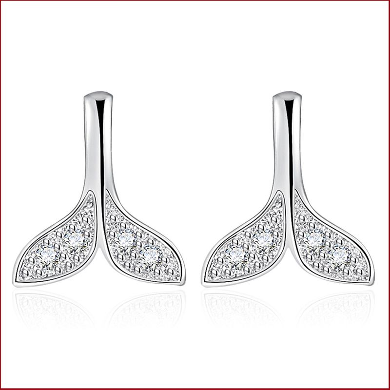 Cadeaux De Boucles D&#39;oreilles En Cuivre Simples Pour Femmes En Queue De Poisson Cloutées De Diamants