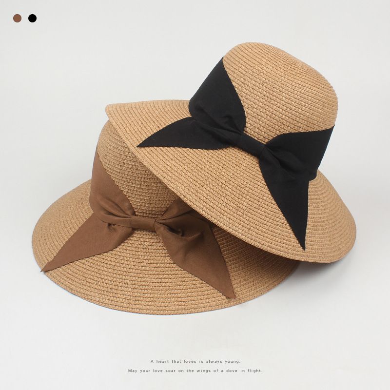 Fashion Simple Bow Big Brim Sun Hat Simple Straw Hat