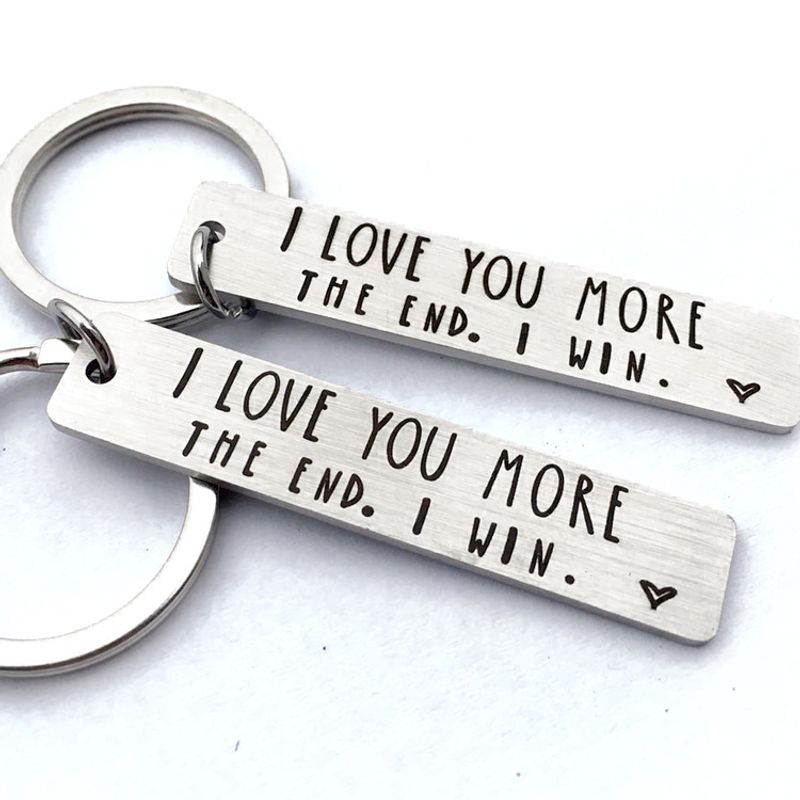 Long Stainless Steel Keychain Letter Couple Gift