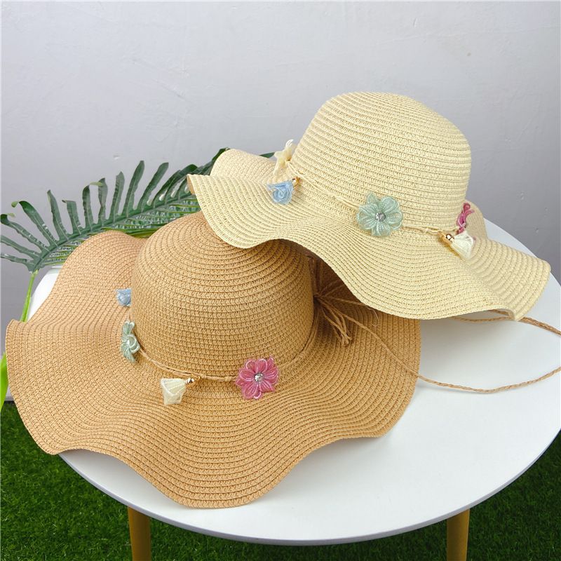 Fashiongarland Straw Hat Sunshade Beach Hat Lace Flower Hat