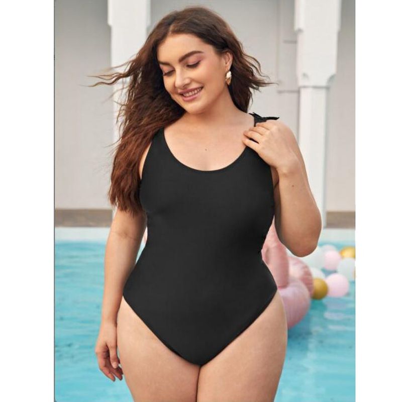 Simple Fashion Solid Color Bikini Large Size Swimsuit