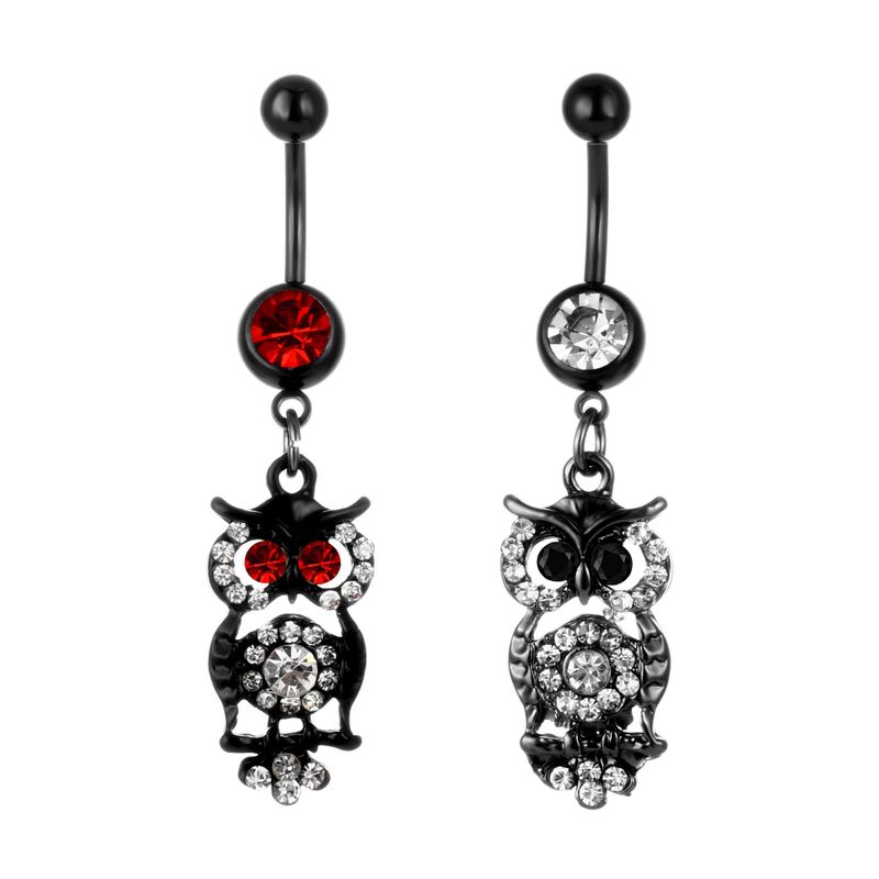 New Piercing Jewelry Black Owl Diamond Belly Button Ring Belly Button Nail