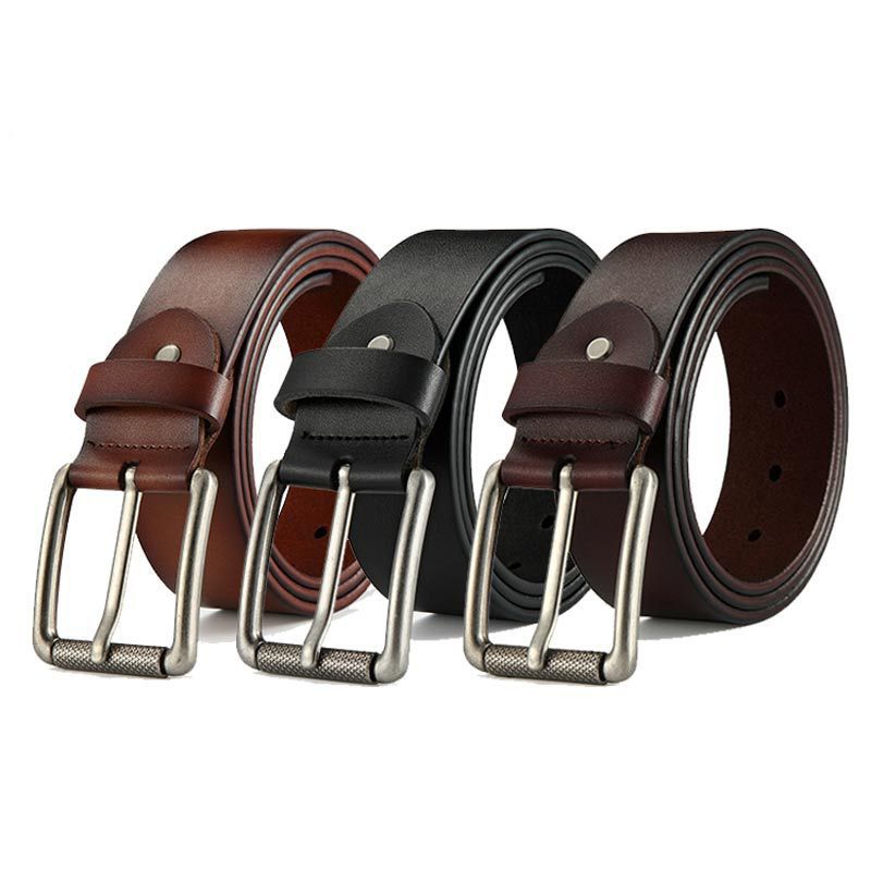 New Men's Leather Pin Buckle Fashion Business Alloy Buckle Pants Belt