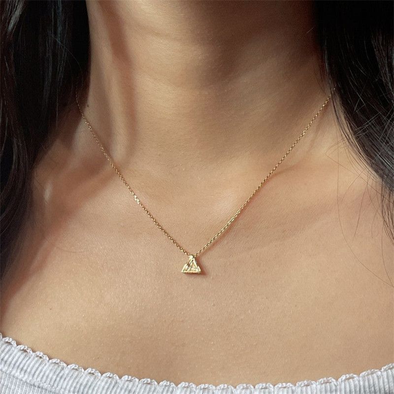 Fashion Plated 14k Gold Triangle Necklace Simple Copper Clavicle Chain