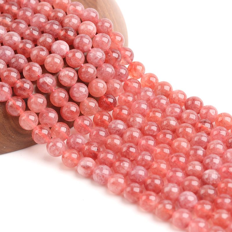 Natural Ice Seed Strawberry Crystal Scattered Round Beads Semi-finished