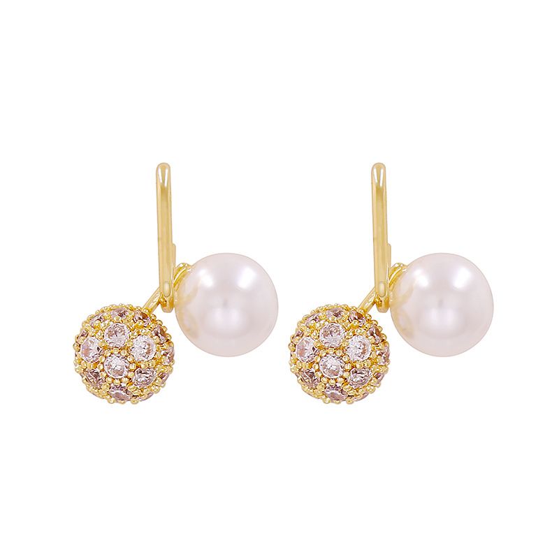 Pearl Earrings With Diamonds Women's Retro Copper Earrings