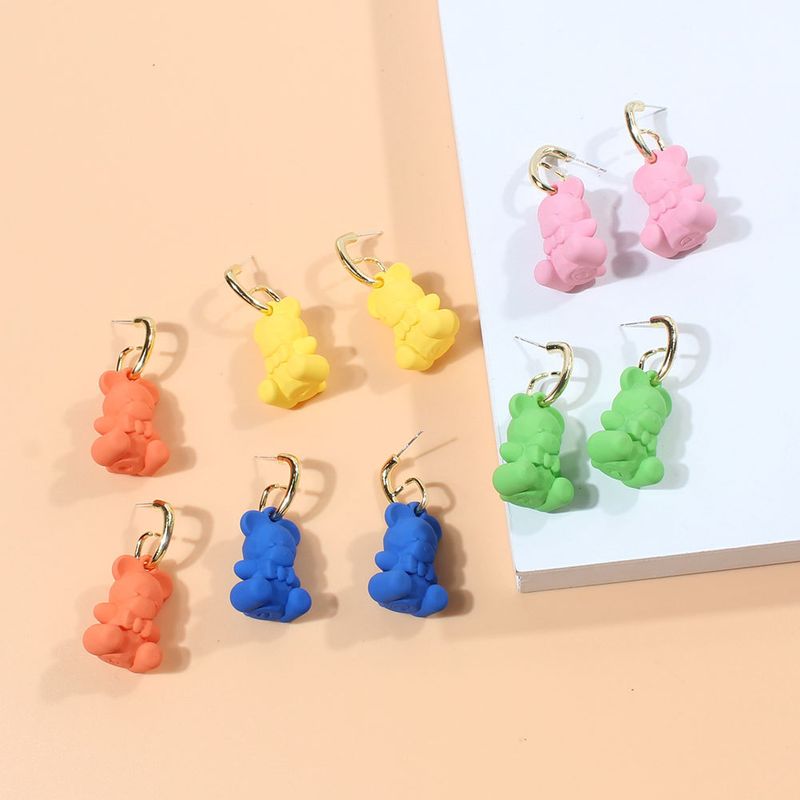 Mode Einfache Süßigkeit Farbe Cartoon Kupfer Bär Ohrringe