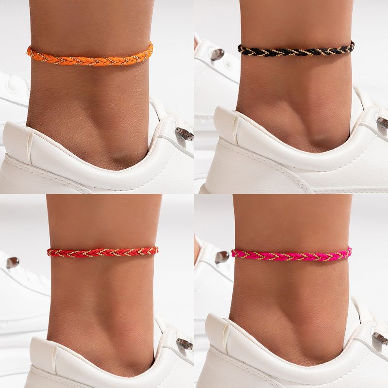 Simple Foot Accessories Bohemian Contrast Color Woven Anklet