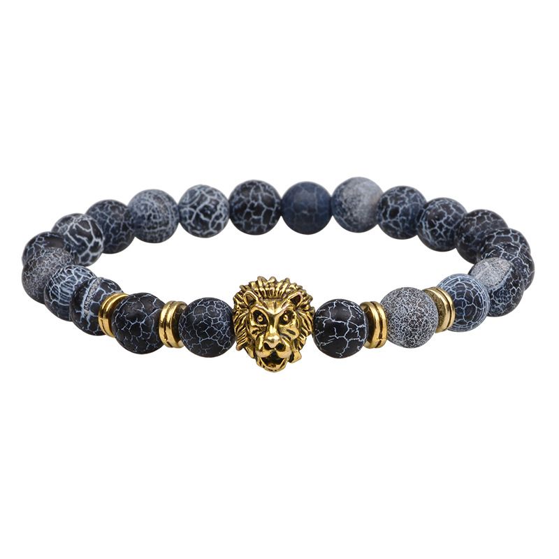 Fashion Retro Lava Volcanic Stone Lion Head Bracelet Wholesale