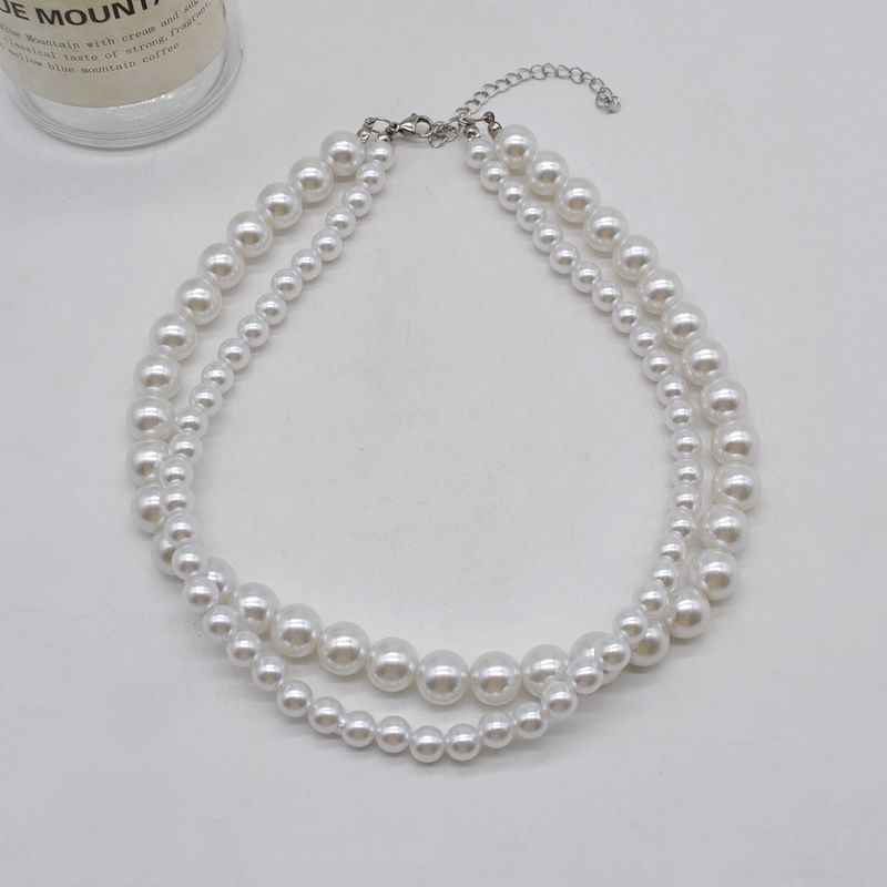 Fashion Court Double-layer Pearl Female Alloy Necklace Choker