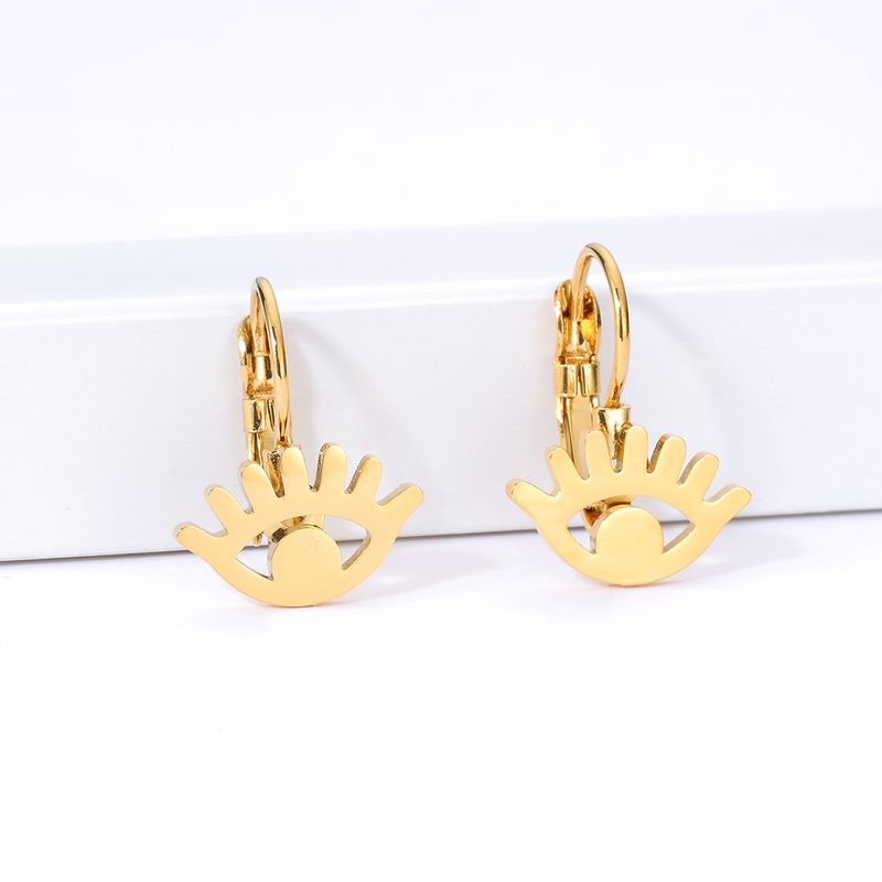 New Fashion Stainless Steel Material Electroplating 18k Gold Eyelashes Eye Earrings