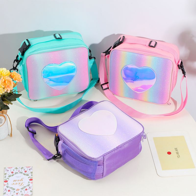 New Glitter Laser Rainbow Color Bento Girl Simple Shoulder Bag25*22cm