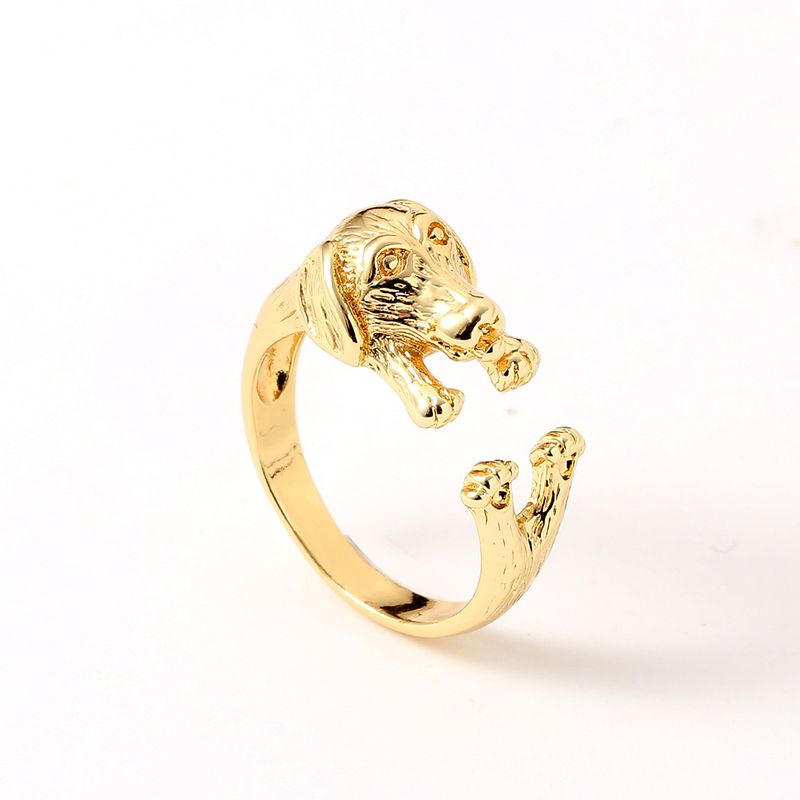 Women's Jewelry Copper Gold Plated Creative Dog Tail Ring Wholesale