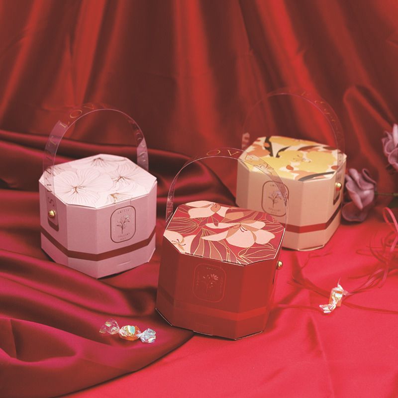 New Flower Pattern Creative Romantic Wedding Candy Gift Box 14*7*9cm