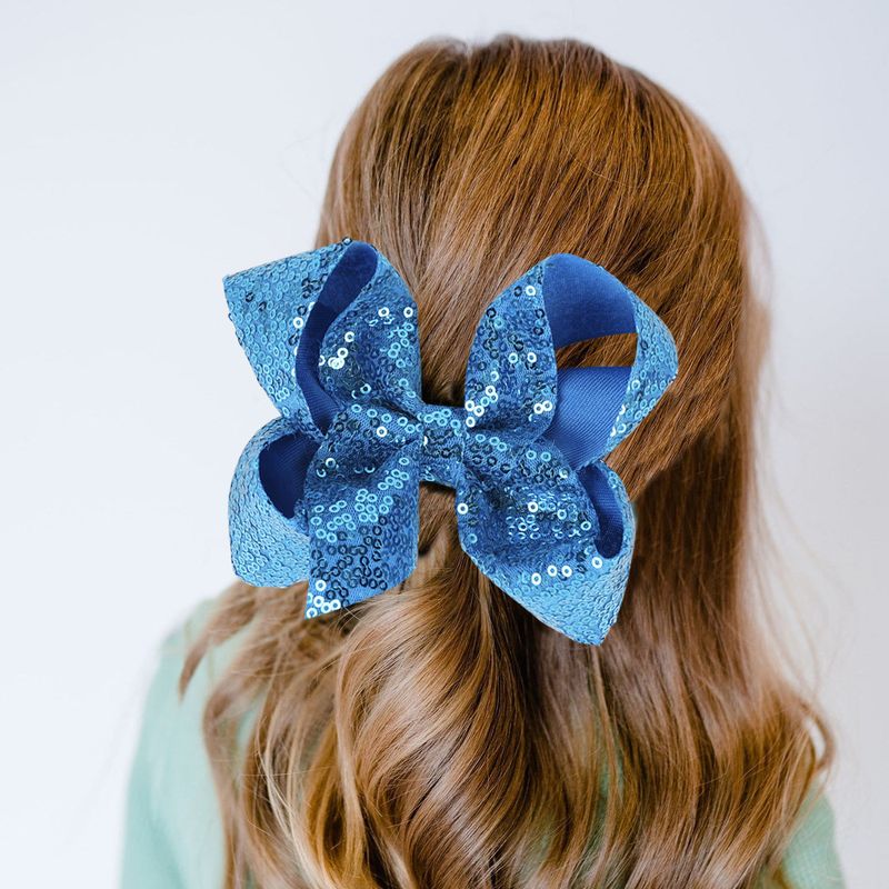 Bijoux Pour Enfants 5 Pouces Sequin Bow Hairpin Solid Color Girl Sequin Hairpin