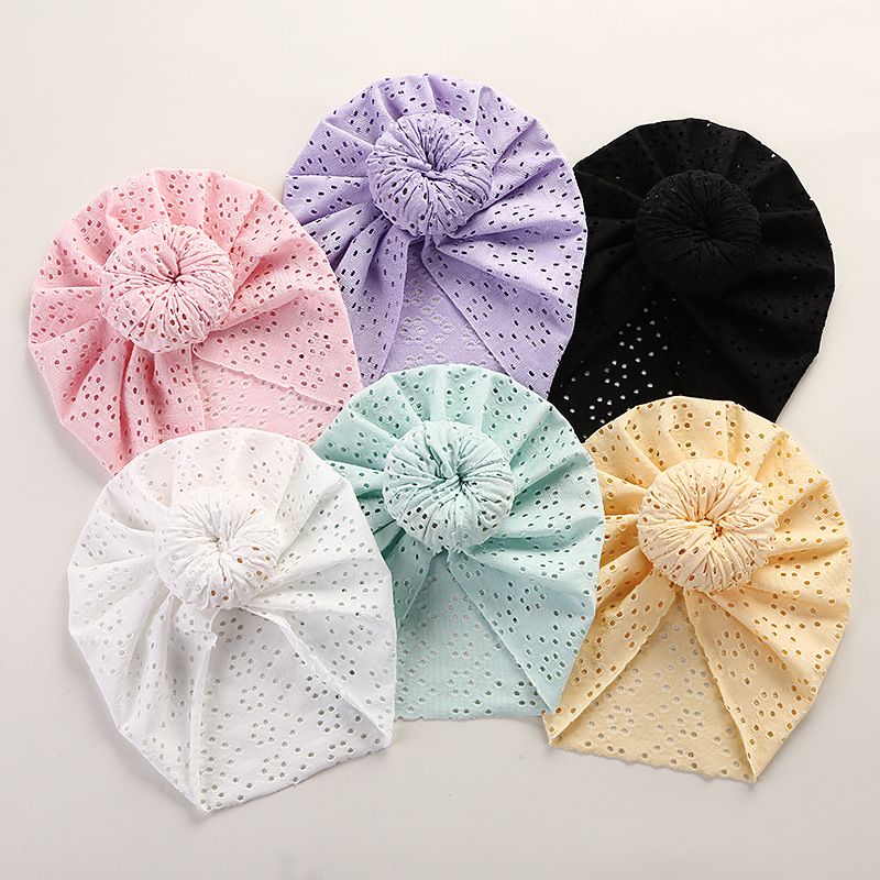 Mignon Dentelle Trou Beignet Bébé Casquette De Couleur Unie Couvre-chef Pour Enfants