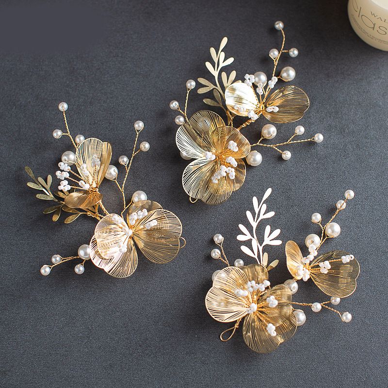 Vintage Inlaid Pearl Flower Shaped Wedding Hair Accessories Wholesale