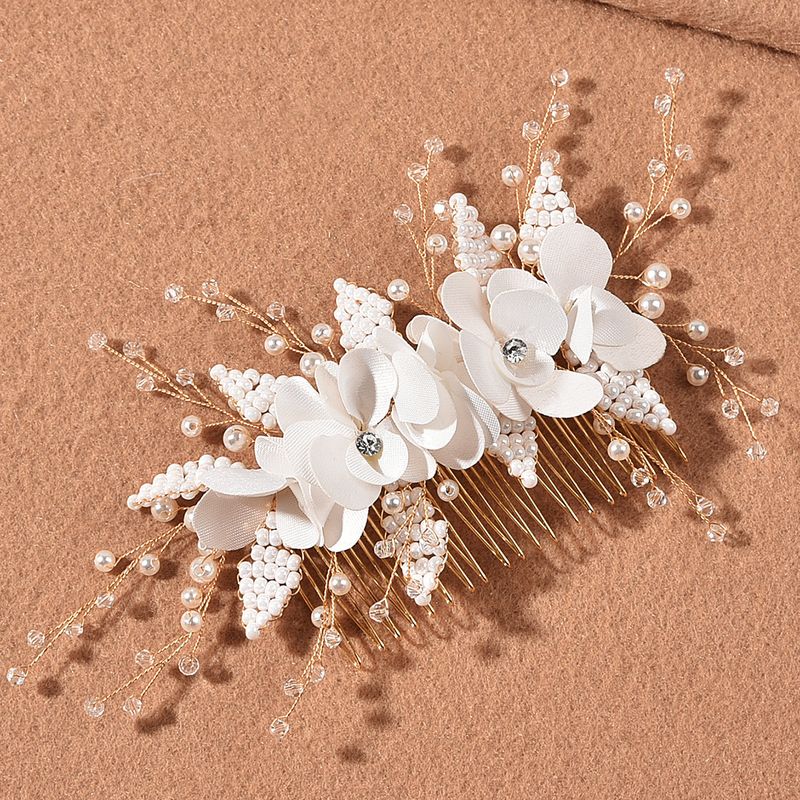 Bridal Flower Hair Comb Simple Head Flower Millet Pearl Bead Knot Wedding Accessories