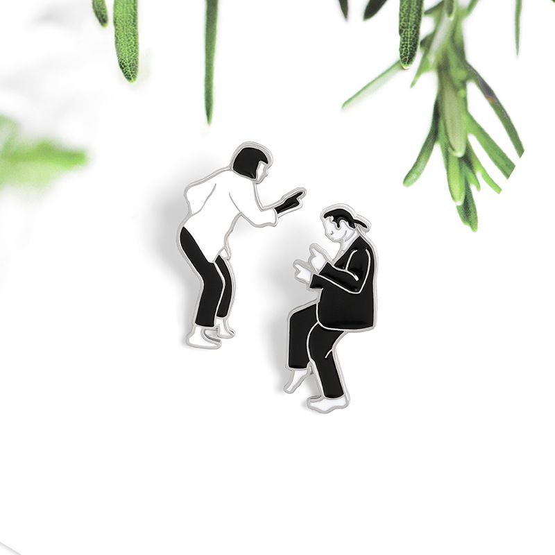 Fashion Black White Pulp Fiction Character Alloy Brooch