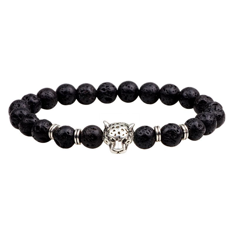 Mode Perlen Naturstein Leopardenkopf Armband