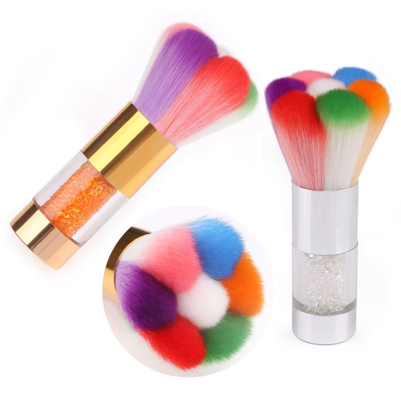 Mode Rainbow Couleur Nail Art Brosse De Nettoyage Poignée En Métal