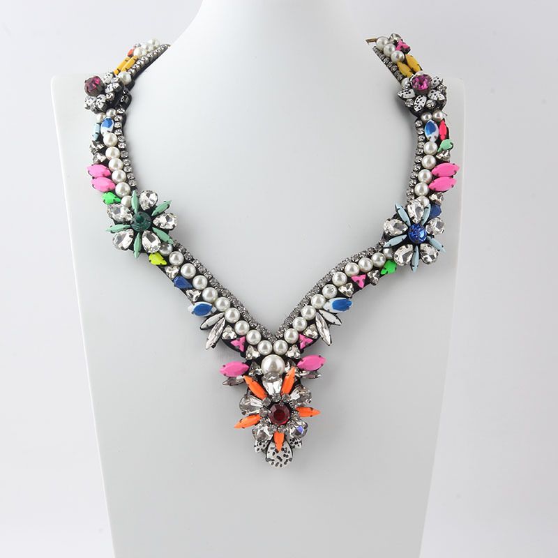 New Baroque Exaggerated Full Diamond Hand-woven Necklace Ladies