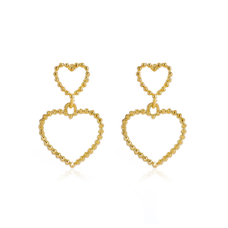 Fashion Hollow Double Heart-shaped Earrings Simple Alloy Drop Earrings