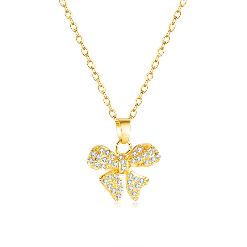 Coréen Nouveau Collier En Cuivre Arc Incrusté De Diamants Chaîne De Clavicule Femme