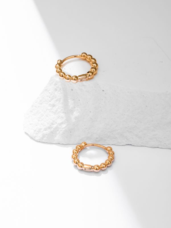 Fashion Simple Geometric Bead Chain Copper Hoop Earrings