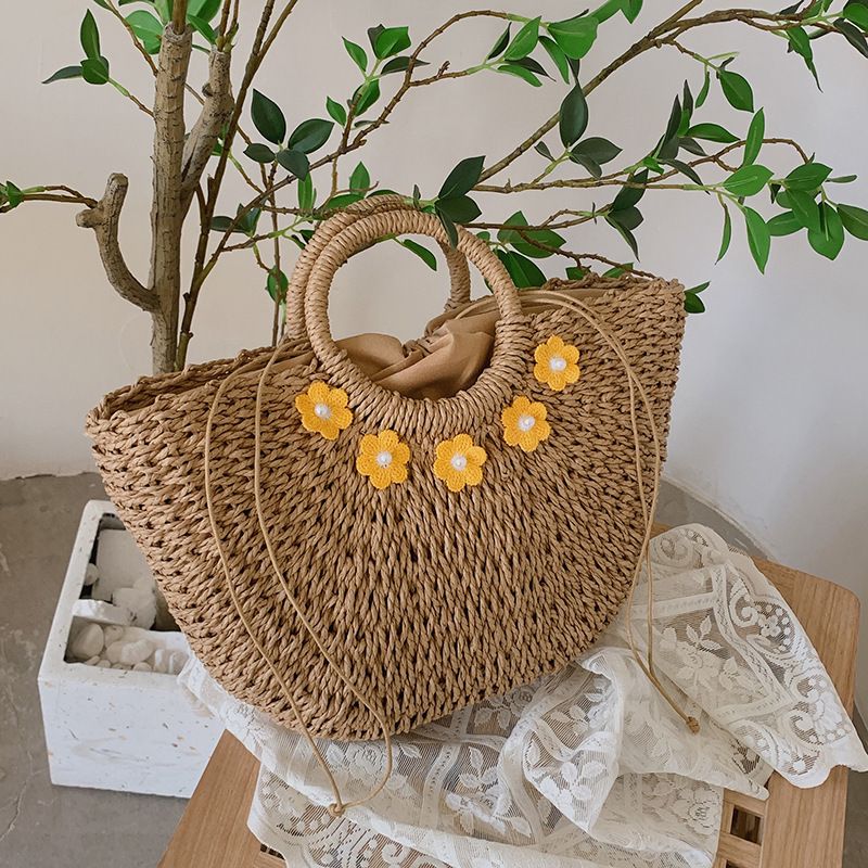 Women's New Large-capacity Portable Vegetable Basket Straw Bag 40*25*8cm