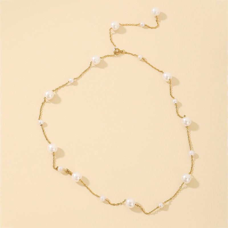 Collier De Mode Simple Chaîne De Perles Perlées