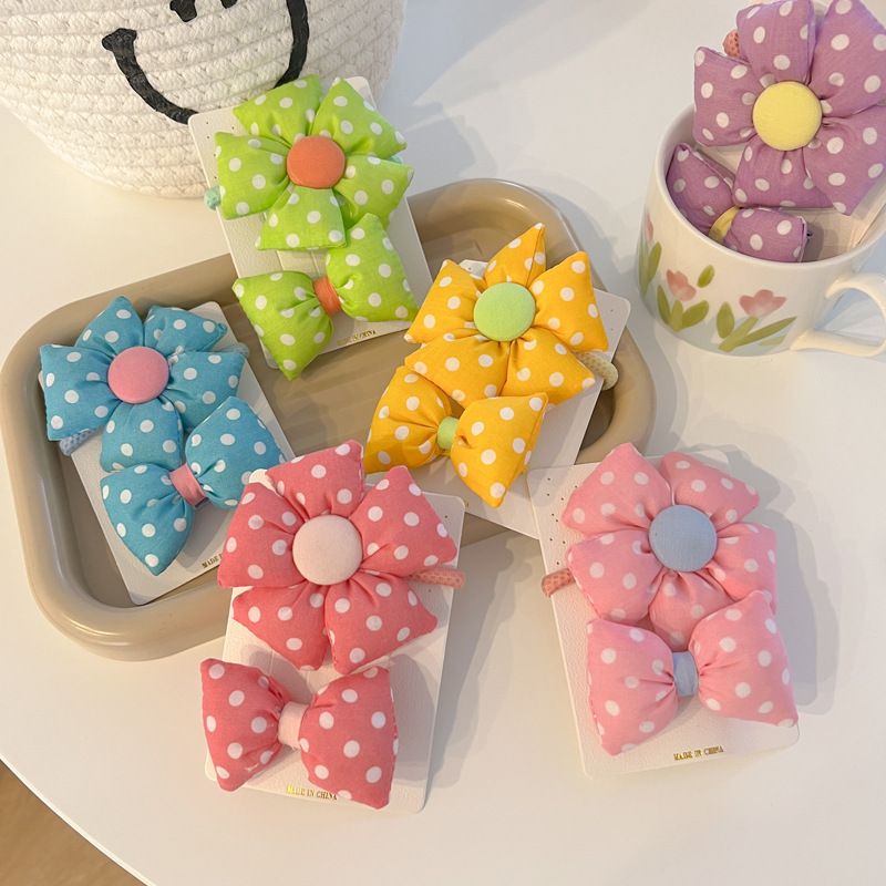 Fashion Polka Dots Flower Hair Rope Cute Hair Ring Hair Clip