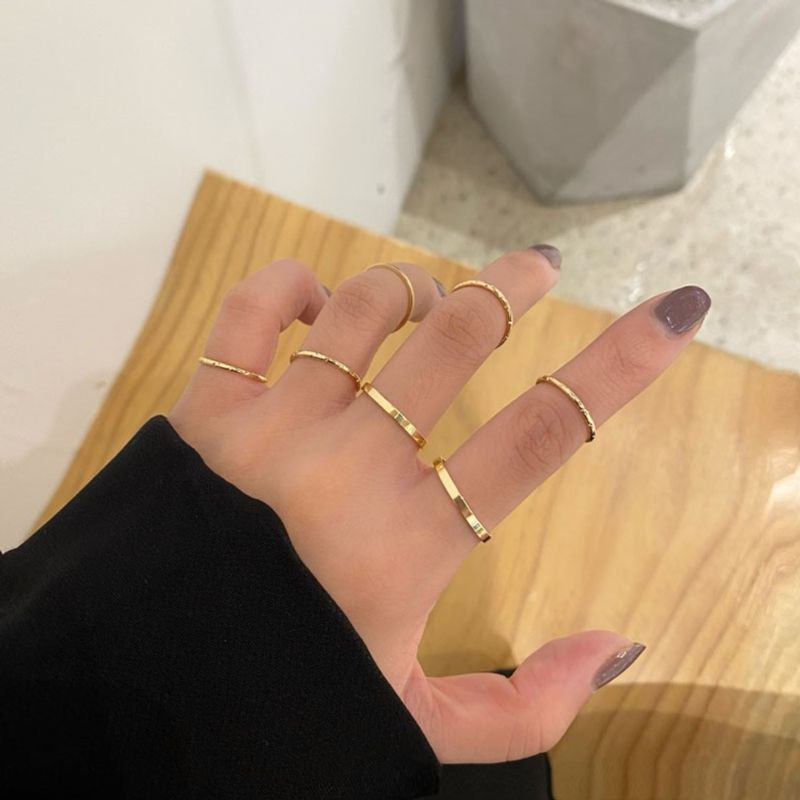 Fashion Eight-piece Ring Female Simple Alloy Plain Ring