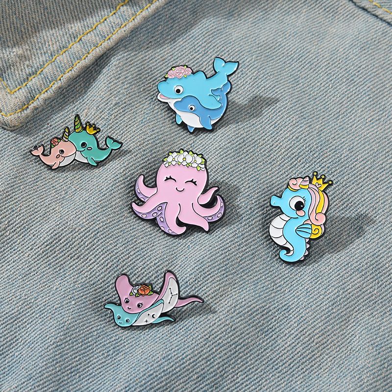 New Sea Life Jellyfish Whale Hippo Series Pin Clothes Accessories Brooch