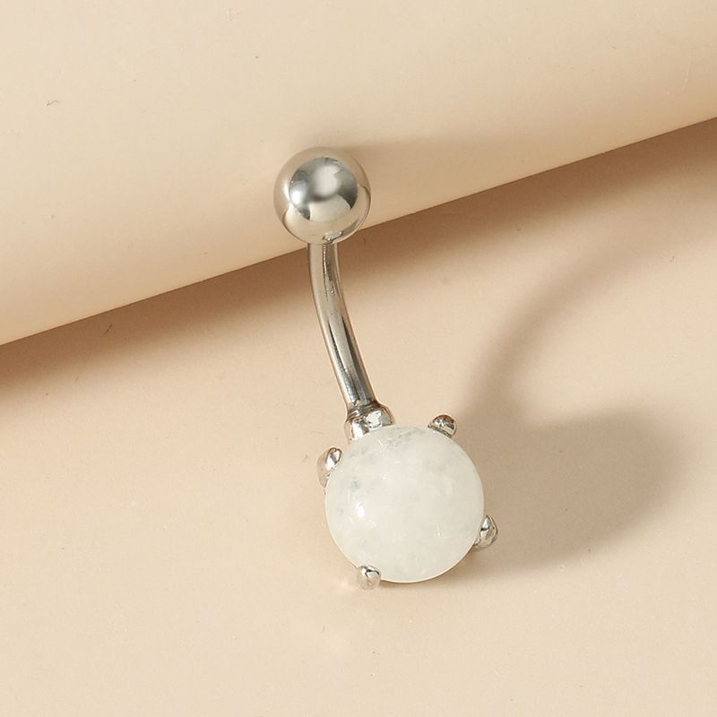 Mode Nouvelles Perles D&#39;améthyste Imitation Opale Nombril Anneaux