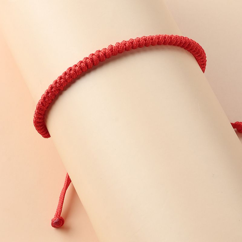 Pulsera Ajustable De Color Sólido De Cuerda Roja Simple De Moda