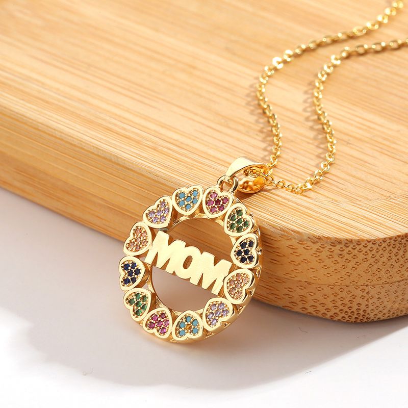 Classic Heart Mom Pendant Copper Inlaid Zircon Necklace
