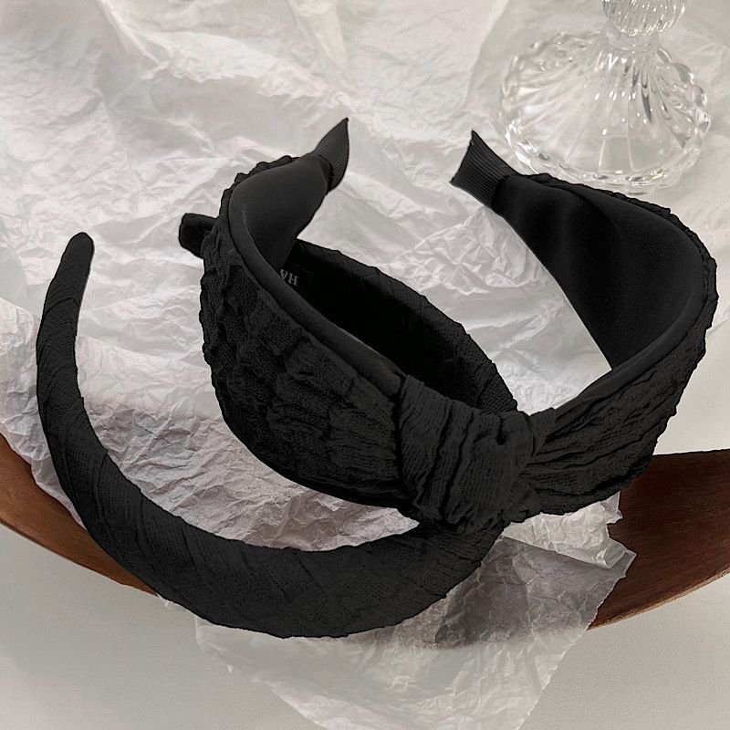 Black Sponge Female Wide-brimmed Headband Retro Simple Headdress