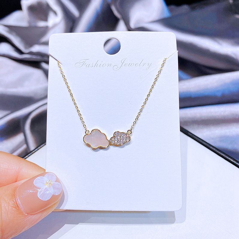 Korean Copper Gold-plated Zircon Shell Cloud Short Necklace