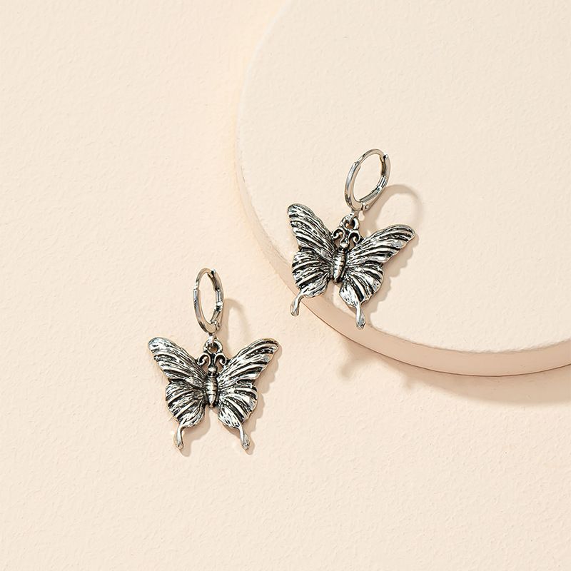 Boucles D&#39;oreilles En Alliage De Mode Simple Papillon En Détresse Rétro Bijoux Femme