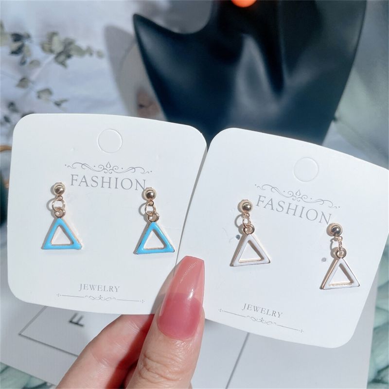 New Simple Fashion Color Triangle Geometric Female Alloy Earrings