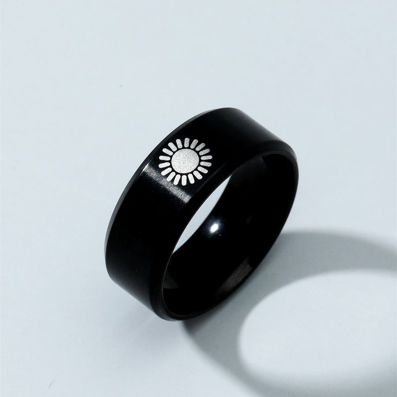 New Sun Pattern Titanium Steel Men's Ring Wholesale