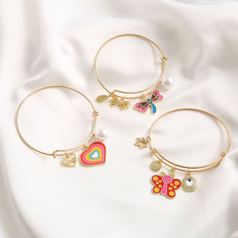New Simple Women's Jewelry Set Drip Oil Butterfly Heart Dragonfly Alloy Bracelet