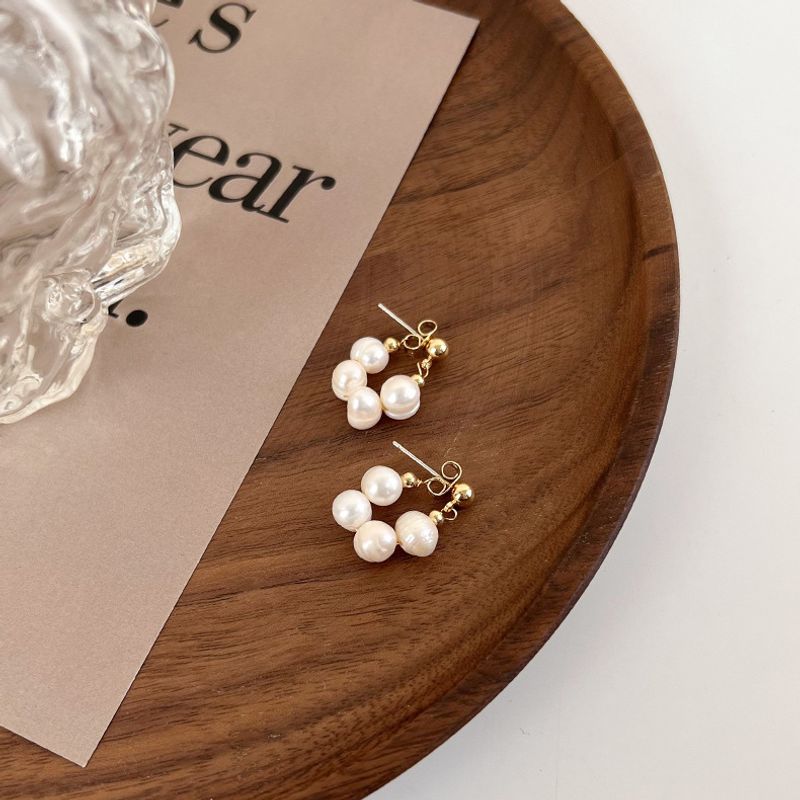 Baroque Pearl Irregular Simple Hoop Earrings Wholesale